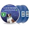 VICSOM Collare Antiparassitario per Cani, Luminoso Collare Antipulci Cane, Collare per Cani e Zecche Regolabile Impermeabile, 8 Mesi di Protezione per Cani di Piccola Taglia, Medio e Grande blu scuro 2pz