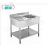 Lavello inox professionale, 1 vasca, 1 gocciolatoio a sinistra, Linea 600