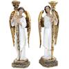 DRW Set di 2 candelabri Angeles in piedi in bianco e oro 40 cm di altezza