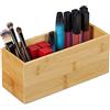 Relaxdays Organizer in bambù, Contenitore Portaoggetti, Cucina e Bagno, HLP: 9,5x23x9 cm, Porta Trucchi, Color Naturale