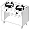 Cucina etnica WOK a 2 fuochi. Cm. 100x60x85H.