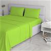 Italian bed Linen Elegant Cl El Verde Mela 2Pst Completo Letto, Microfibra, Verde Mela, Matrimoniale, 4 Unità