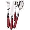 BUGATTI, Aladdin, Set Posate 24 Pezzi in Acciaio Inox 18/10, Ghiera Cromata e Manico Colore Bordeaux Effetto Madreperla. Set Posate 6 Persone: 6 cucchiai, 6 forchette, 6 coltelli e 6 cucchiaini caffè