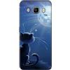 DiaryTown Cover per Samsung Galaxy J5 2016 Silicone Morbida, Nero Cover Samsung J5 2016 Custodia con Disegni Animale Case Sottile TPU Antiurto Bumper Cellulare Protettiva Cover, Gatto Luna