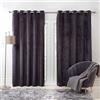 Sienna Capri Shimmer-Tende con Occhielli, in Velluto, Tessuto Scamosciato Opaco, Colore: Nero Antracite, 116 x 137 cm (LxA)