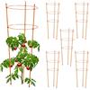 Relaxdays Set da 6 Sostegni per Pomodori Circolari, Alti 76 cm, Piante Rampicanti, Rose, 3 Anelli Regolabili, Arancione