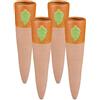 Relaxdays Set Irrigazione a Goccia, Set da 4 Coni per Piante e Vasi, Innaffiatoio per Bottiglie da 1,5 Litri, Terracotta