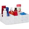 Relaxdays Cestino Portaoggetti con Scomparti, per i Cosmetici da Bagno, con Impugnature HxLxP: 10 x 32 x 21 cm, Bianco