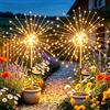 yowin Luci Solari per Giardino 2 Pezzi 120 LED Lucine da Esterno Energia Solare Fuochi D'artificio IP65 Impermeabile 8 Modalità Decorative Lampade per Vialetto Prato Aiuola Feste - Bianco Caldo