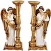 DRW Set di 2 portacandele Angeles in piedi bianco e oro 48 cm di altezza