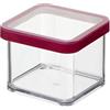 Rotho Loft Scatola Quadrata da 0.5 L con Coperchio e Guarnizione, Plastica (SAN) senza BPA, Trasparente/Rosso, 10.0 x 10.0 x 7.2 cm