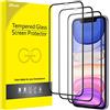 JETech Pellicola Protettiva a Copertura Totale per iPhone 11/iPhone XR 6,1 Pollici, Bordo Nero, Completa Vetro Temperato Film 9H Compatibile con Cover, HD Chiaro, Pacco da 3