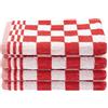 ZOLLNER 4 strofinacci in cotone 50x50 cm - canovacci assorbenti e resistenti - lavabili a 60°C - a quadretti rossi e bianchi - qualità gastronomica - certificato OEKO TEX (R)