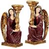 DRW Set di 2 portacandele angeles in granato e oro 30 cm