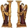 DRW Set di 2 portacandele Angeles in piedi in granato e oro 49 cm di altezza