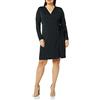 Amazon Essentials Abito A Portafoglio Firmato A Maniche Lunghe Donna, Nero, XS