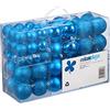Relaxdays Palline di Natale, Set da 100, Addobbi Natalizi, Opache, Lucide, Glitterate, ∅ 3,4 e 6 cm, Deco, Blu-Petrolio