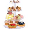 Relaxdays Alzata a 4 Piani, Alzatina con Vassoi Rotondi per Torte, Dolci, Biscotti, Frutta, in Acrilico, Trasparente