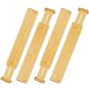 relaxdays Divisori da Cassetto, Set 4 Separatori da Cucina 6 x 55 cm, Organizer Armadio, Lunghezza Regolabile, Marrone