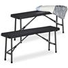 Relaxdays Panchina Pieghevole, Set da 2 Panche da Birreria, Terrazza & Giardino, Plastica, HxLxP: 42 x 100 x 25 cm, Nero