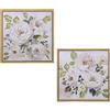 DRW Set di 2 Quadri di Tela e Legno Quadrati con Fiori 60 x 3 x 60 cm, Multicolore, estandar