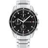 Tommy Hilfiger Orologio analogico multifunzione al quarzo da uomo con cinturino in acciaio inossidabile e in pelle