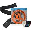 D'Addario Pacchetto chitarra elettrica D'Addario, contenente; Corde per chitarra EXL110 Regular Light, cinturino in Polypro nero, plettri per chitarra in celluloide assortiti