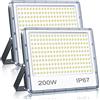 YIQIBRO Faretto LED da Esterno 200W 2 Pezzi, 20000LM 6500K Bianco Freddo Faro LED Esterno con Trasformatore, IP67 Impermeabile Luce di Sicurezza per Giardino Garage Fabbrica Stadio Terrazza