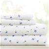 Linen Market LM Pattern 4PC Set Lenzuola, Microfibra, Morbido Floreale Azzurro, Queen, 4 unità