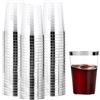LATERN 50 Pezzi Bicchieri di Plastica Eleganti Bordati in Argento, 360ml. Tazze Riutilizzabili per Feste per Vino, Champagne, Bevande, Birra Cocktail Martini Soda
