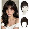 Sofeiyan Capelli Frangetta,Frangia Clip 100% Capelli Veri | Extension per Frangetta a Clip,Bangs Piatta e Ordinata per Donna,Castano Scuro - Frangia Francese