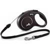 FLEXI Guinzaglio FLEXI New Classic S corda 8 m. Nero. Fino a 12 kg.