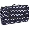 relaxdays Coperta da Picnic XXL, 200x200 cm, Plaid Impermeabile da Spiaggia, Isolante, Telo con Manico, Blu Scuro/Bianco