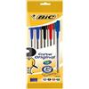 GielleService Bic Cristal Original Conf. da 5 penne a sfera Punta media 1,0mm Linea 0,40mm colori vari 802054