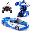 Kazzley Polizia Trasformabile Macchina Telecomandata Giocattoli, Macchina Radiocomandata RC Robot Cars Auto Telecomando Regalo per Bambini Ragazzi 4 5 6 7 8 9 10 anni Blu