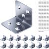 Gorffy Staffe angolari 15 pezzi, staffe a L 30 x 30 x 38 x 1,2 mm, staffe per traversine in acciaio inossidabile con 90 viti, staffa angolare resistente per legno, staffe angolari in metallo per il