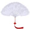 MWOOT Ventaglio di Piume anni '20, Pieghevole in Stile Vintage, 1920 Handheld Feather Fan, Donna per Halloween Wedding Ballando Tea Party Nozze Costume - Bianco