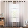 EMEMA Voile Tende Trasparenti con Occhielli Sfumato per Soggiorno Verticale Tenda per Finestra per Soggiorno e Camera da Letto 2 Pannelli 140 x 215 CM Grigio