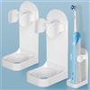 HOMMAND - Supporto per spazzolino da denti elettrico, set di 2, da parete, adesivo solido, organizer regolabile per bagno,Bianco
