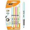 GielleService Bic Highlighter Grip Conf. 4 pennarelli pastello fluorescenti a base d'acqua Tratto 1,60-3,30mm Colori assortiti 964859