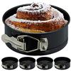 Relaxdays Teglie per Dolci Piccole, Set da 5 Stampi a Cerniere Apribili, Rotonde con Ø 12 cm, Forme Antiaderenti, Nero