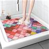 MACUNIN Tappetino doccia antiscivolo, 60x60 cm, tappetino da bagno di sicurezza confortevole morbido con fori di drenaggio, asciugatura rapida, stampa media