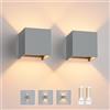 Klighten 2 Pezzi LED Lampada da Parete Interno/Esterno Lampadina G9 con Sorgente Luminosa Sostituibile 3000K Bianco Caldo Angolo del Fascio Regolabile Applique Esterno Grigio