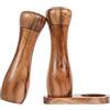 DeroTeno Set Macina Sale e Pepe con Vassoio per Macinino, Set di 2 Macina Sale e Pepe con Macinino in Ceramica Legno di Acacia, Altezza 20,5 cm, Diametro 6 cm