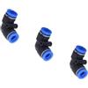 CNCTEC Connettore pneumatico IQS da 10 mm, 90°, connettore per aria compressa, angolo di 10 mm, 3 pezzi