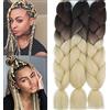 Cybelleza Treccine Extension Capelli Sintetici per Treccine Africane 3 Ciocche Trecce Jumbo Braiding Hair (Marrone&Beige)