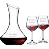 MASTERLASER3.0 Set 6 Bicchieri Vino e Decanter Personalizzati - Calici Vino Rosso e Caraffa Incisi - Personalizzabili con nomi, iniziali e data. Migliore idea regalo (Set Decanter + 6 calici Rosso)