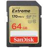 Sandisk 64GB Scheda SDXC Sandisk Extreme 80/170 MB/s C10 V30 Nero/oro [SDSDXV2-064G-GNCIN]