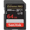 Sandisk 64GB Scheda SDXC Sandisk Extreme Pro 200/90 MB/s A2 C10 V30 Nero [SDSDXXU-064G-GN4IN]
