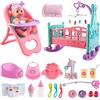 deAO Bambola con Accessori, Set da 21 Pezzi con Culla 12' Bambolotti Bebè Seggiolone e Lettino Giocattolo Educativo per Bambina 3+ Anni in su Idea Regalo per Natale o Compleanno